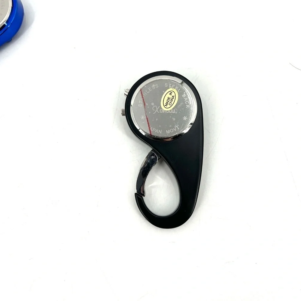 Set of 8 Black Gold Blue Bronze Watch Compass Keychain Clip Needs New Batteries